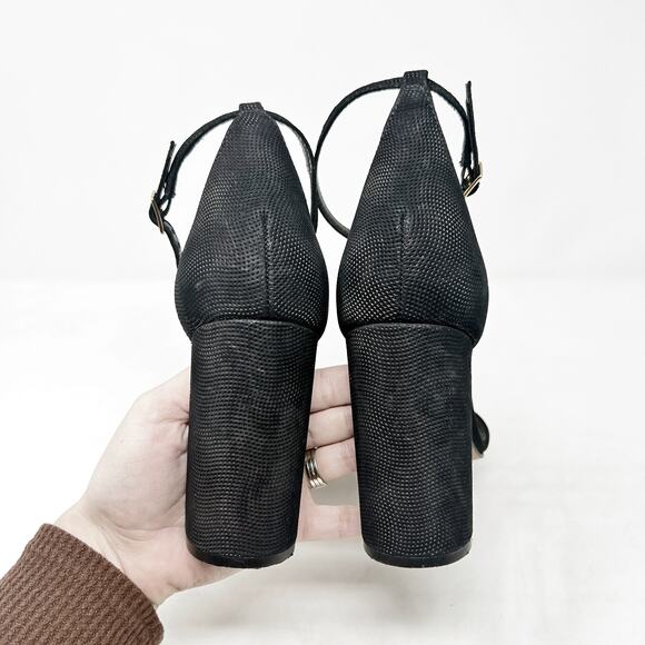 [Vince Camuto] Black Leather Mairana Minimalist Chunky Block Heel Sandals Sz 10 - Picture 7 of 12